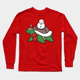 Winter Turtle and Snowman Long Sleeve T-Shirt